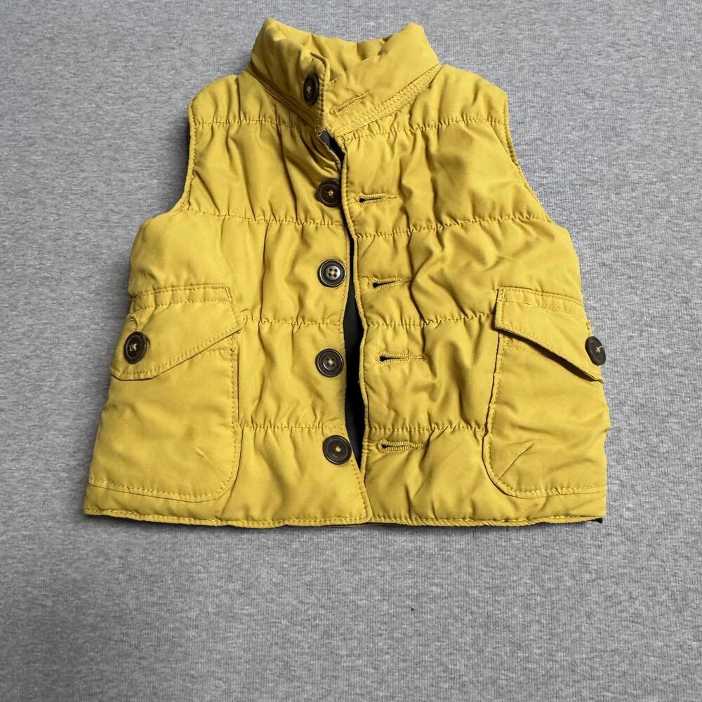 Genuine Kids OshKosh Yellow Quilted Puffer Button-Up Vest for Toddlers 12M